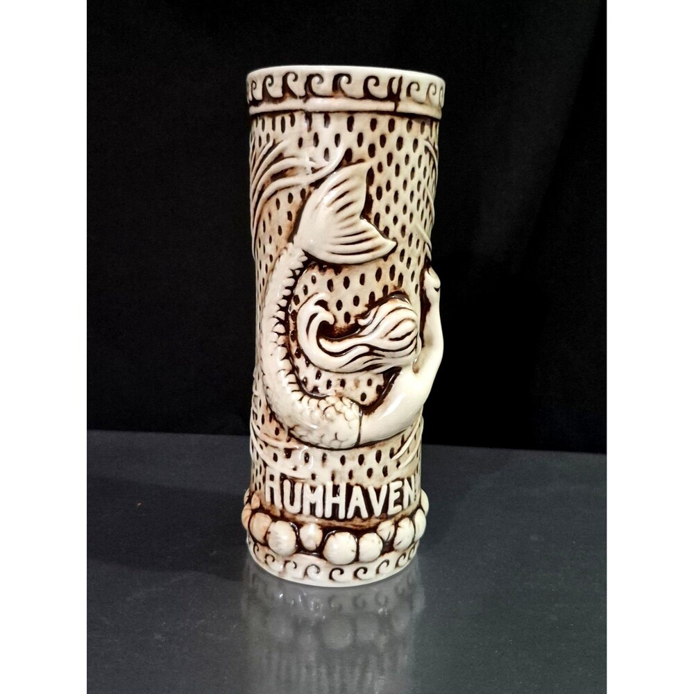 Tiki Rob Rum Haven Hawaiian Tiki Mug Mermaid Siren Glazed Raised Relief Ocean 7”